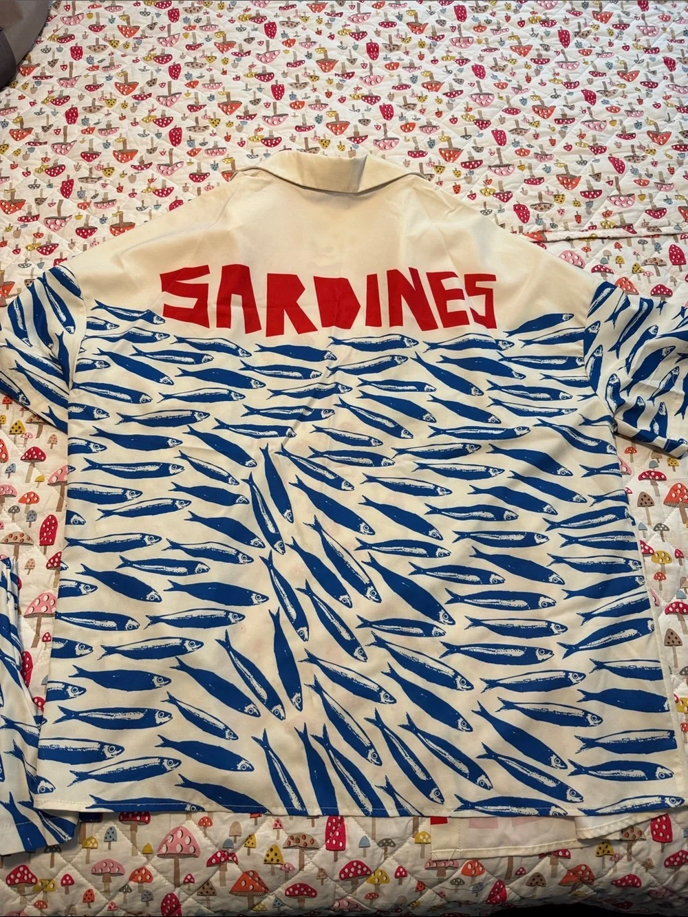 SHEIN White & Blue Fish Sardine girl summer matching set XL